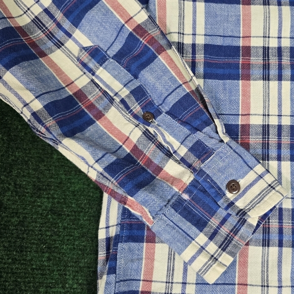 J. Crew | 100% Hand Spun Cotton Slim Fit Plaid Flannel Button Down Mens Shirt - Picture 14 of 15